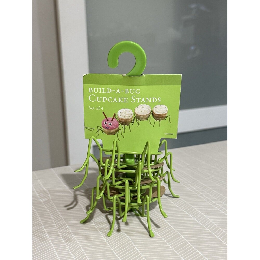 World Market Build A Bug Cupcake Stands Green Set Of 4 Brand New RARE HTF